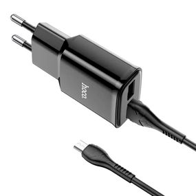 Набір СЗУ 110-240V HOCO C88A+ кабель Micro, 2xUSB, 2.4A, кабель 1м, Black