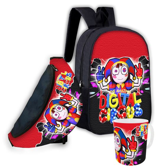 Набір дитячий цифровий цирк рюкзак 36х27см сумка-бананка, кружка з принтом для хлопчика (01618)