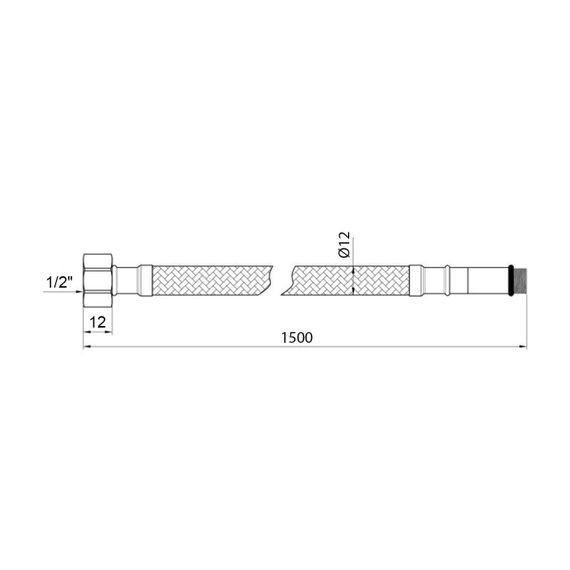 Гнучка підводка для підключення змішувача Kroner KRM 1/2"хМ10 ВЗ 150 см в нейлоновому обплетенні покритому ПВХ | Зображення 1