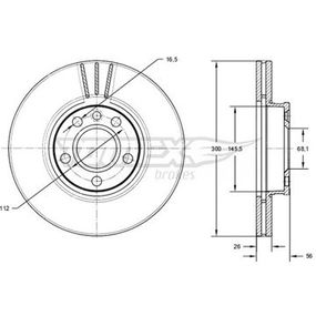 Диск тормозной передний Ford Galaxy 95-06/ Seat Alhambra 96-10/ VW Sharan 95-10/ T4 90-03 (300x26), TX 71-33