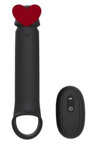 Вибронасадка на член удлиняющая DreamToys Ramrod с дистанционным управлением, черная Sex Aura