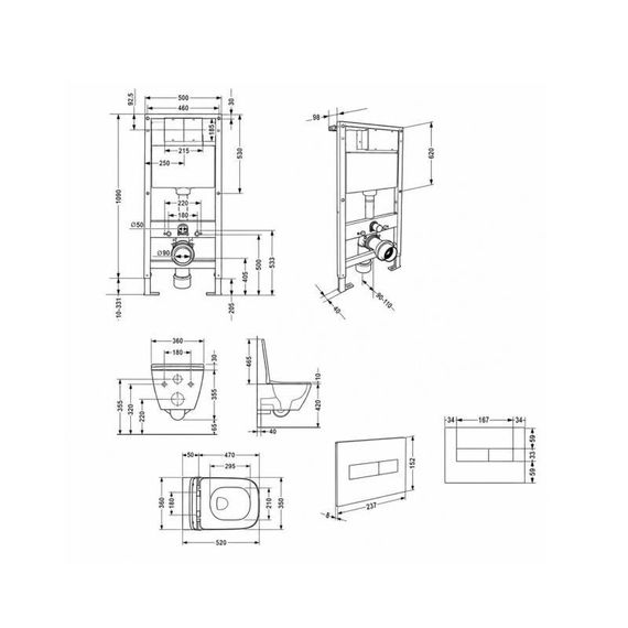 Готовое решение Qtap для ванной комнаты: подвесной унитаз Crow Rimless 520x360x290 + комплект инсталляции Standard (линейная | Зображення 1