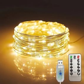 Гірлянда нитка крапля роси 20 метрів 200 LED ламп Жовта Роса USB з пультом