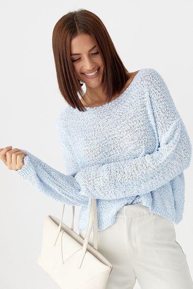 Кофта-павутинка із букле - блакитний цвет, ONE SIZE (є розміри) | Зображення 4