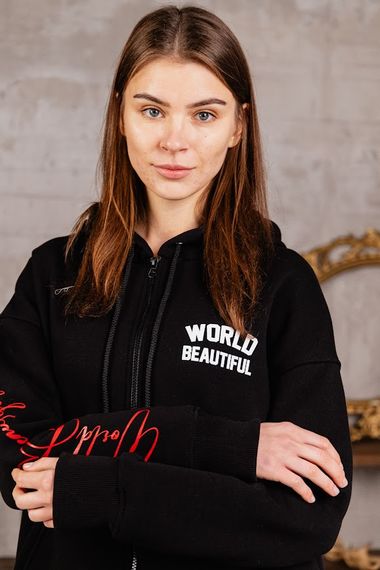 Zip-худі для жінок (оверсайз) Носи своє S/172 Чорний (p-15330-175378) | Зображення 9