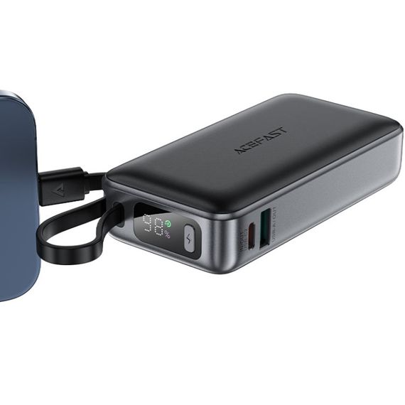 УМБ Acefast 10000mAh 30W PD USB-C witch cable, USB-A, Li-Pol, M7 Black | Зображення 3