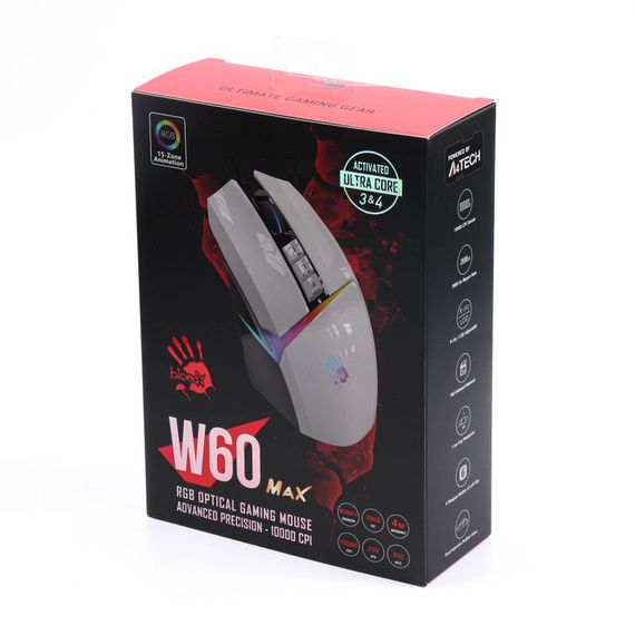 Миша ігрова A4Tech W60 Max Bloody, колір білий+чорний, активоване ПЗ Bloody | Зображення 7