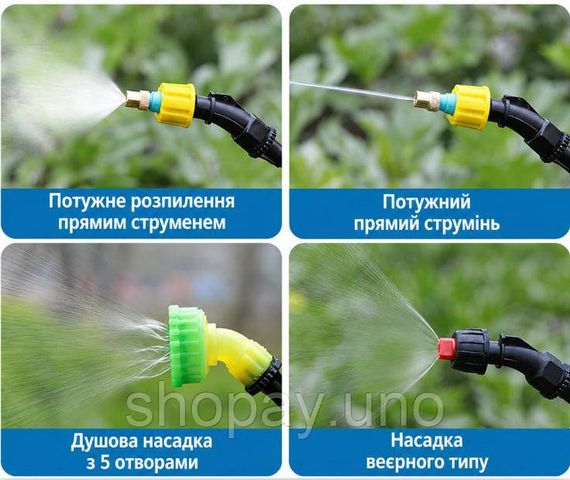 Електричний акумуляторний садовий обприскувач 8л + 3 насадки / Переносний оприприскувач для газону з висувною ручкою 66см | Зображення 4