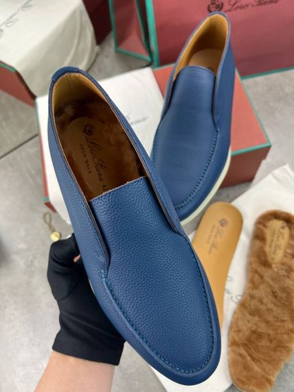 Лофери Loro Piana Open Walk синього кольору з натуральної шкіри ob405 | Зображення 1
