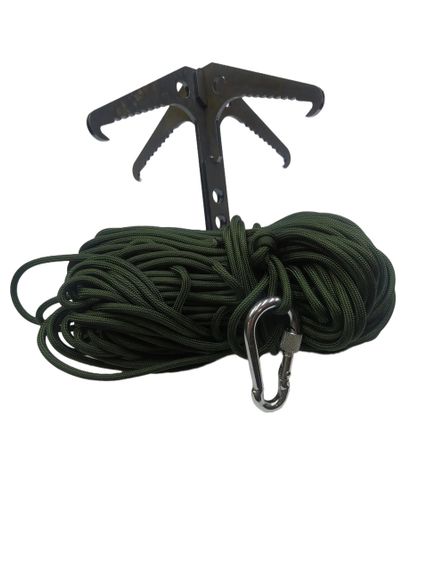 Гачок кішка сталь з шнуром паракорд 20м Вид 2 Olive green хакі М&М (214104) | Зображення 2