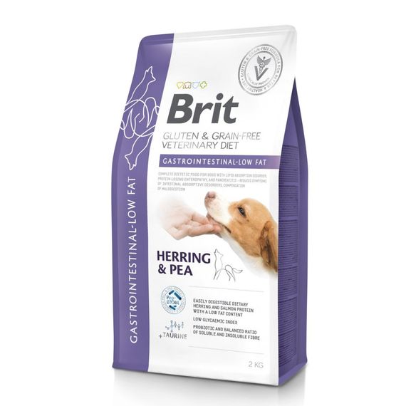 Корм сухий Brit VetDiet Dog Gastrointestinal-Low fat для собак при проблемах з травленням з обмеженим вмістом жиру з оселедцем