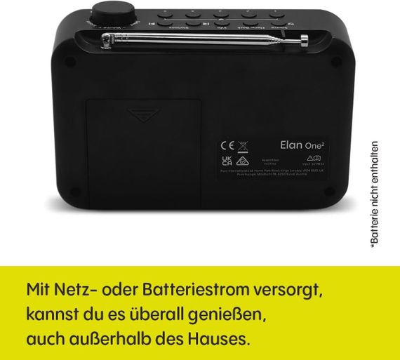 Радио портативное Pure DAB+/FM с Bluetooth, LCD-дисплеем, питание от сети или батареек, радиоприемник с часами | Зображення 3