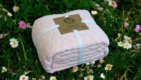 Махровое покрывало Cotton Area 220 х 240 см Персиковое | Зображення 3