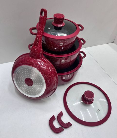 Набір каструль з антипригарним гранітним покриттям XPRO NK-324 червоний (42864-НК 324R_2356) | Зображення 3