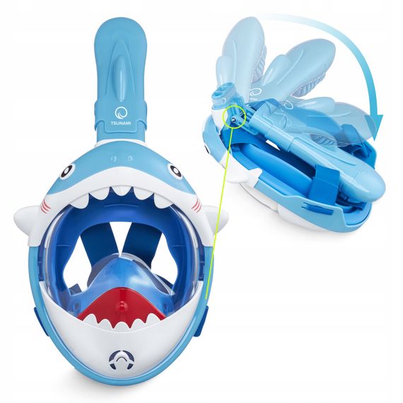 Маска для снорклінгу TSUNAMI Shark повнолицьова, дитяча Sky Blue (P-5907739318237) | Зображення 1