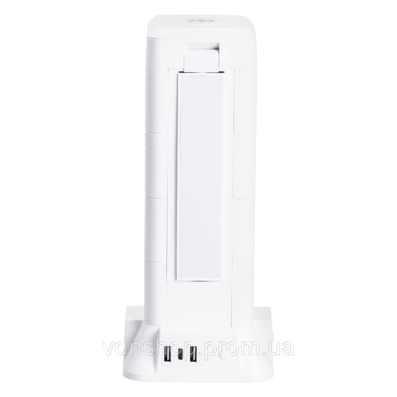 Мережевий фільтр подовжувач 2.8 м з лампою на 12 універсальних розеток з 2 USB, 1 Type-C, бездротова зарядка HP-5-9MF | Зображення 4