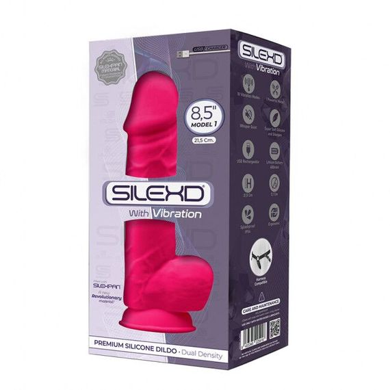 Фалоімітатор з вібрацією SilexD Norman Vibro Pink (MODEL 1 size 8,5in), двошаровий, діаметр 5 см | Зображення 1