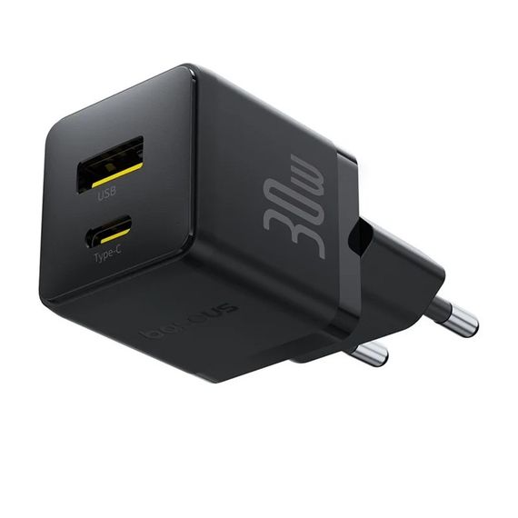 МЗП Baseus Palm Fast Charger PD30W+QC3.0 (1USB-A/1C) + кабель Type-C to Type-C (P1011160A) Cluster Black | Зображення 1