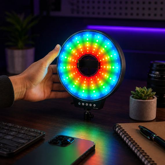 Светодиодная LED лампа MJ-261 кольцевая RGB 26 см с USB подключением | Зображення 4
