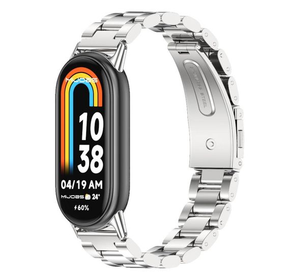 Металевий ремінець Mijobs для фітнес браслета Xiaomi Mi Smart Band 8 - Silver