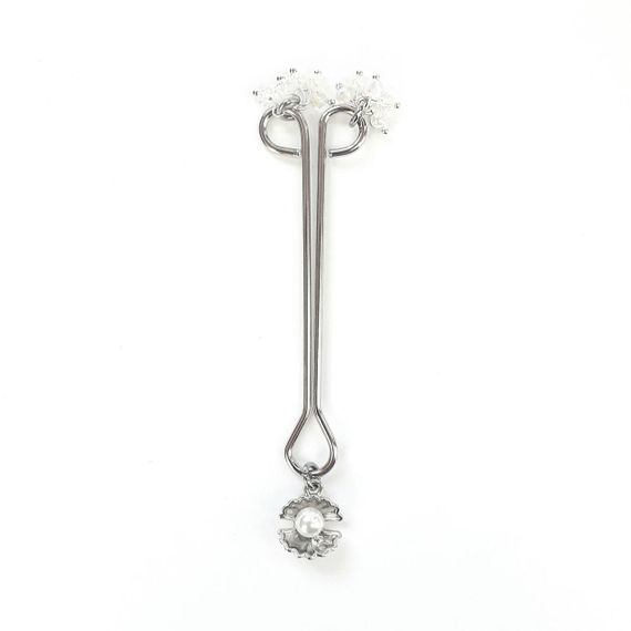 Затискач для клітора перлина з мушлею та кристалами Art of Sex - Margie clit clamp, Срібло sexstyle | Зображення 5