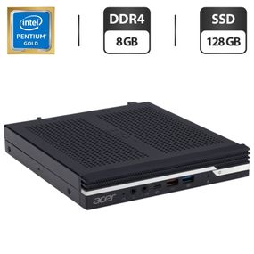 Неттоп Acer Veriton N4670G USFF / Intel Pentium Gold G6400T (2 (4) ядра по 3.4 GHz) / 8 GB DDR4 / 128 GB SSD / Intel UHD Graphics 610 / Блок питания б/в