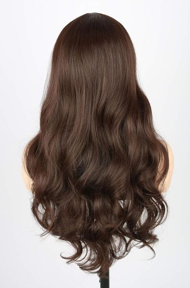 Парик женский темно-каштановый длинный волнистый, коричневые термостойкие искусственные синтетические волосы | Зображення 5