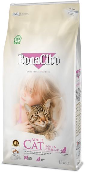 Сухий корм з куркою для стерилізованих котів BonaCibo Cat Adult Light & Sterilized, 15 кг | Зображення 1