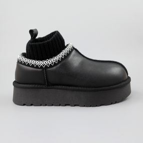 Угги жіночі шкіряні хутро 590246 Чорні 36 37 38 39 40 41