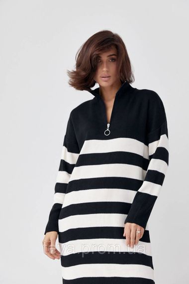 В'язане плаття oversize в смужку колір чорний FL_000893 | Зображення 6