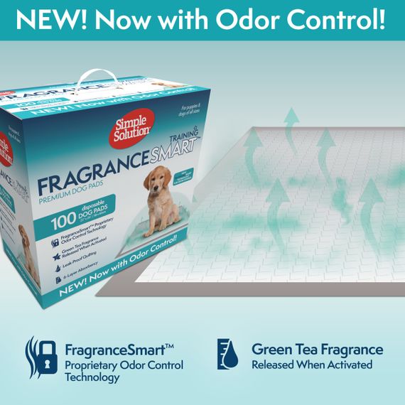 Одноразові пелюшки для собак з ароматом зеленого чаю Simple Solution Fragrance Smart Odor Control Puppy Training Pads, 60 см х 61 см, 100 шт | Зображення 3