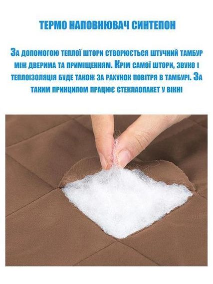 Тёплые шторы на двери (на магнитах) 0,95*2,1 м | Зображення 4