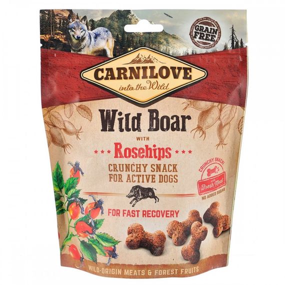 Ласощі Carnilove Dog Crunchy Snack Wild Boar with Rosehips для активних собак для швидкого відновлення з диким кабаном та ши