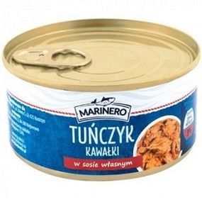 Тунец цельными кусочками в собственном соку Marinero Tunczyk, 185г, Польша, в жестяной банке