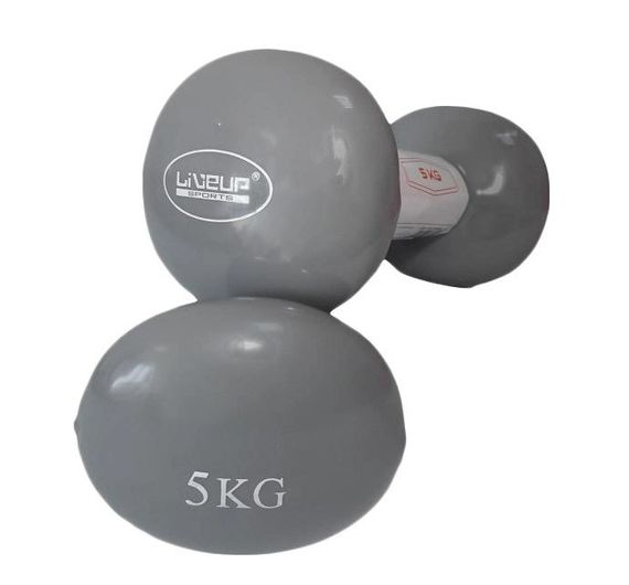 Гантелі вінілові пари LiveUP Vinyl Dumbbell Egg Head сірий Уні 2х5кг LS2001-5