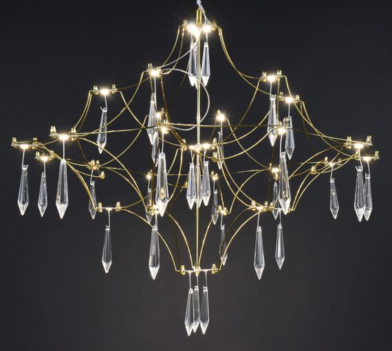 Люстра світлодіодна підвісна LED світильник для квартири на стелю лед 27872 Золото 65-180х60х60 см. | Зображення 4