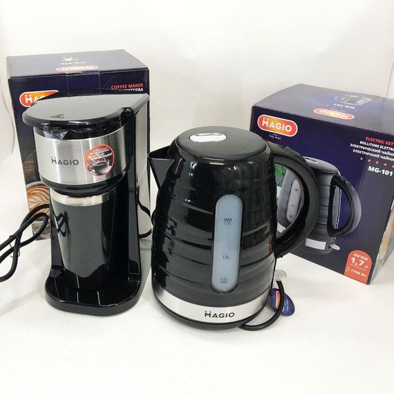 Набір дизайнерської лінійки Magio: Електрочайник MAGIO MG-101 на 1,7 л + Крапельна кавоварка NO-297 Magio MG-449 | Зображення 2