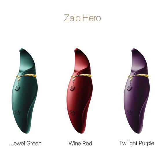 Вібратор 2в1 з язичком Zalo — Hero Wine Red, кристал Swarovski | Зображення 7