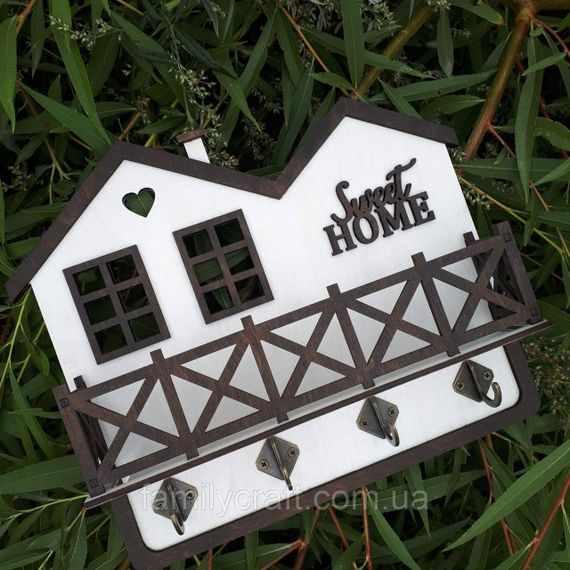 Настенная ключница из дерева Деревянный органайзер для ключей Держатель для хранения Персонализация | Зображення 2