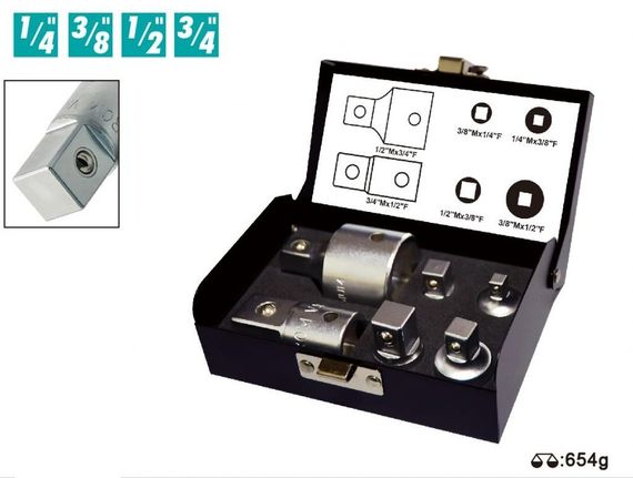 Набір перехідників (6 шт) 1/2", 1/4", 3/4", 3/8" для торцевих головок Whirlpower 1616-0506 | Зображення 1