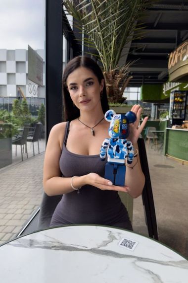 Bearbrick BAPE Line Camo Shark дизайнерська статуетка ведмідь Беарбрік 28 см mb018 синя | Зображення 4