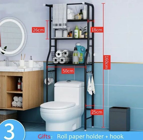 Посилена стійка над унітазом 160 см Toilet Rack офіційна, порошкове покриття, біла | Зображення 2