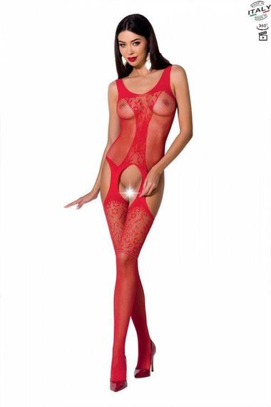 Бодістокінг з імітацією панчіх і ажурною вставкою Passion BS072 red sexstyle | Зображення 2