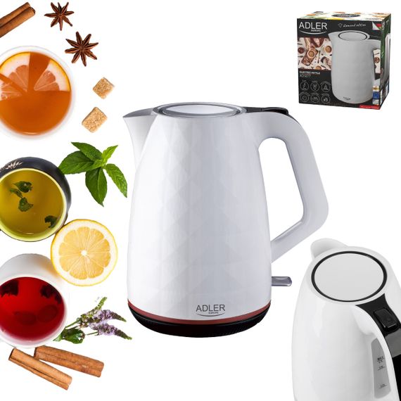 Електрочайник Adler AD 1277 білий 1,7 л, 2200 Вт | Зображення 8