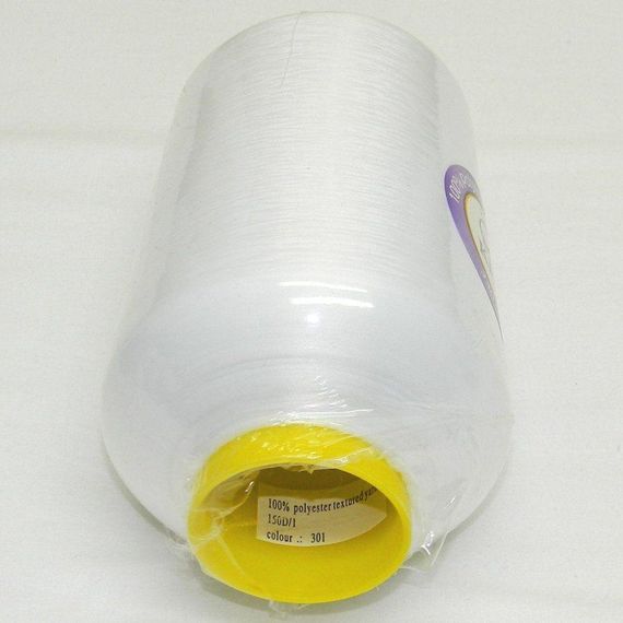 Текстурированные нитки для оверлока 150D/1 (20.000м.), белые | Зображення 1