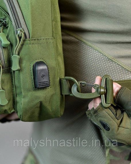 Армійська нагрудна сумка рюкзак з USB портом Захисник Olivia ДЛ7535 | Зображення 5