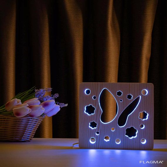 Светильник ночник ArtEco Light из дерева LED "Бабочка" с пультом и регулировкой цвета, RGB | Зображення 9