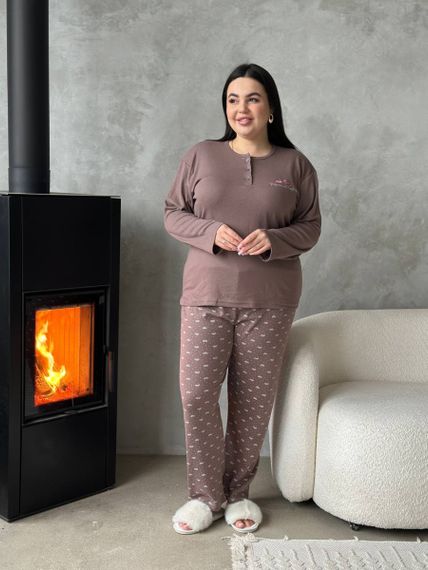 Тепла жіноча піжама PLUS SIZE з мікрофлісу | Зображення 1