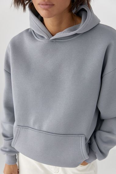 Утеплене худі з написом на спині - сірий цвет, S (є розміри) | Зображення 3