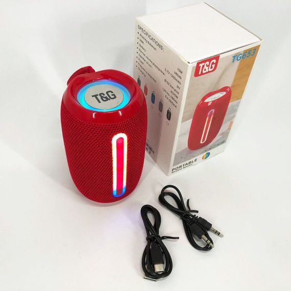 Портативна Bluetooth-колонка TG653 USB з ремінцем, потужна переносна акустична колонка. Колір: червоний | Зображення 3